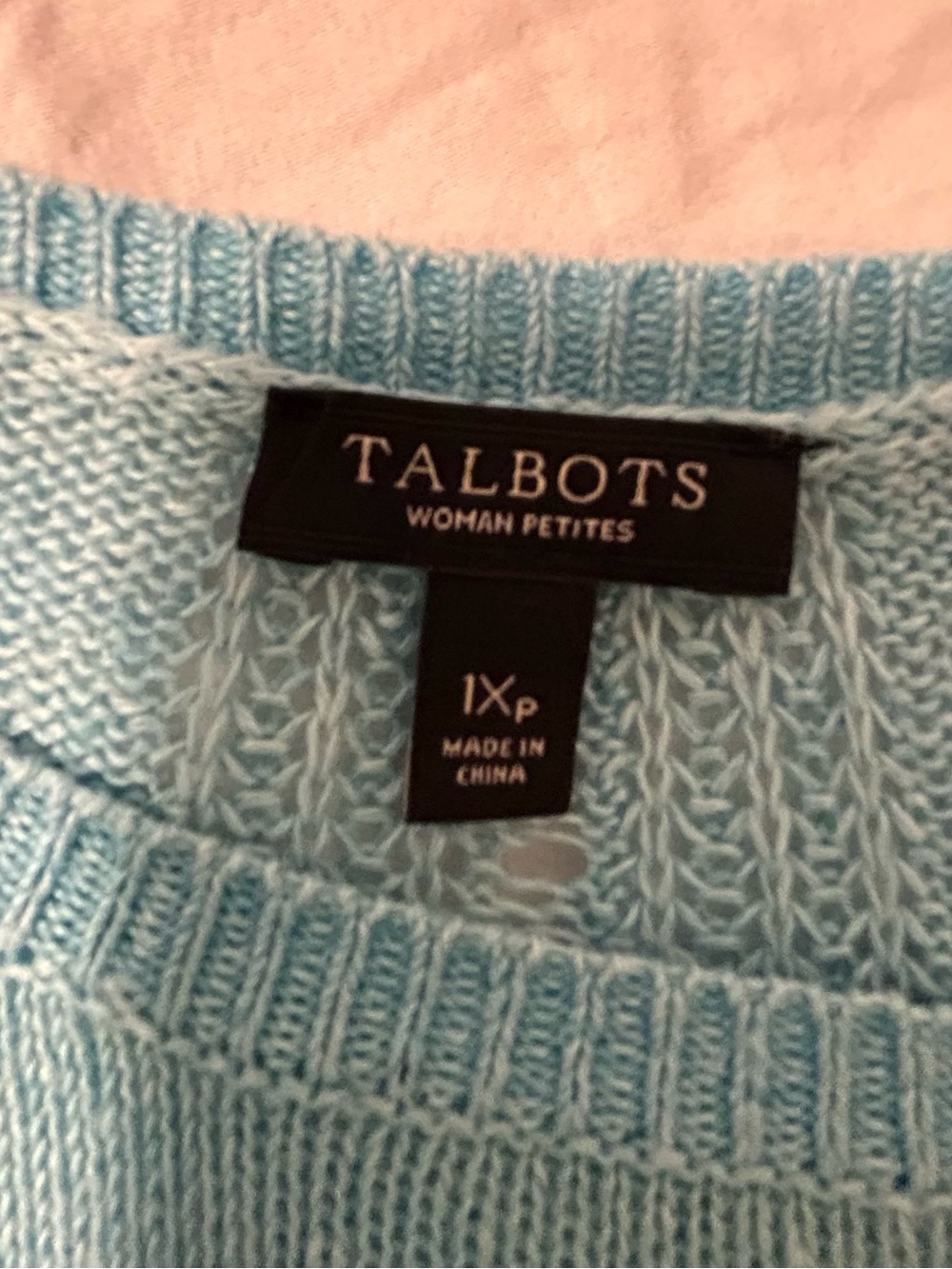 Talbots Aqua Linen Scoop Neck Sweater - Picture 5 of 9